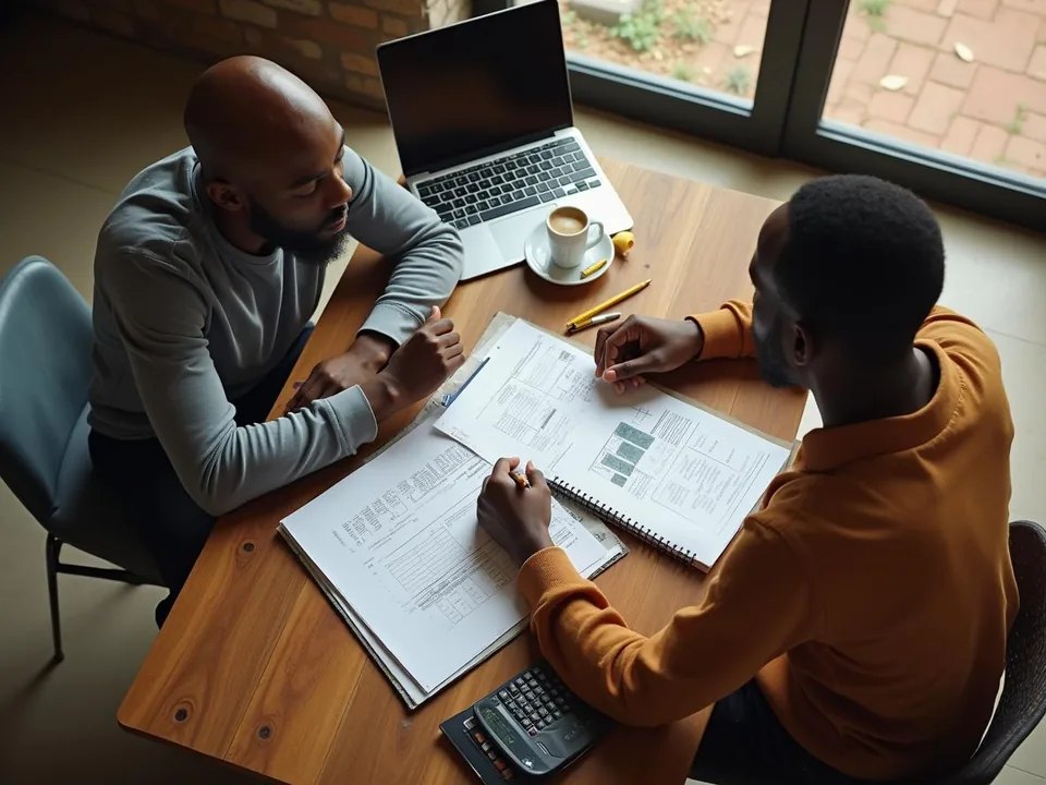 Conseil en gestion entre un expert-comptable et un entrepreneur à Dakar autour de chiffres