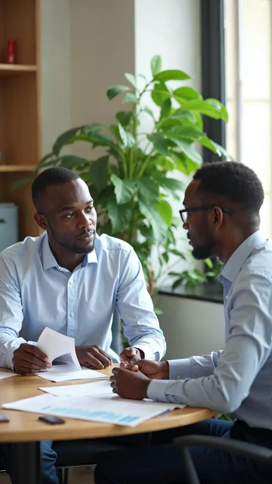 Expert-comptable en entretien avec un dirigeant de PME à Dakar pour un bilan annuel