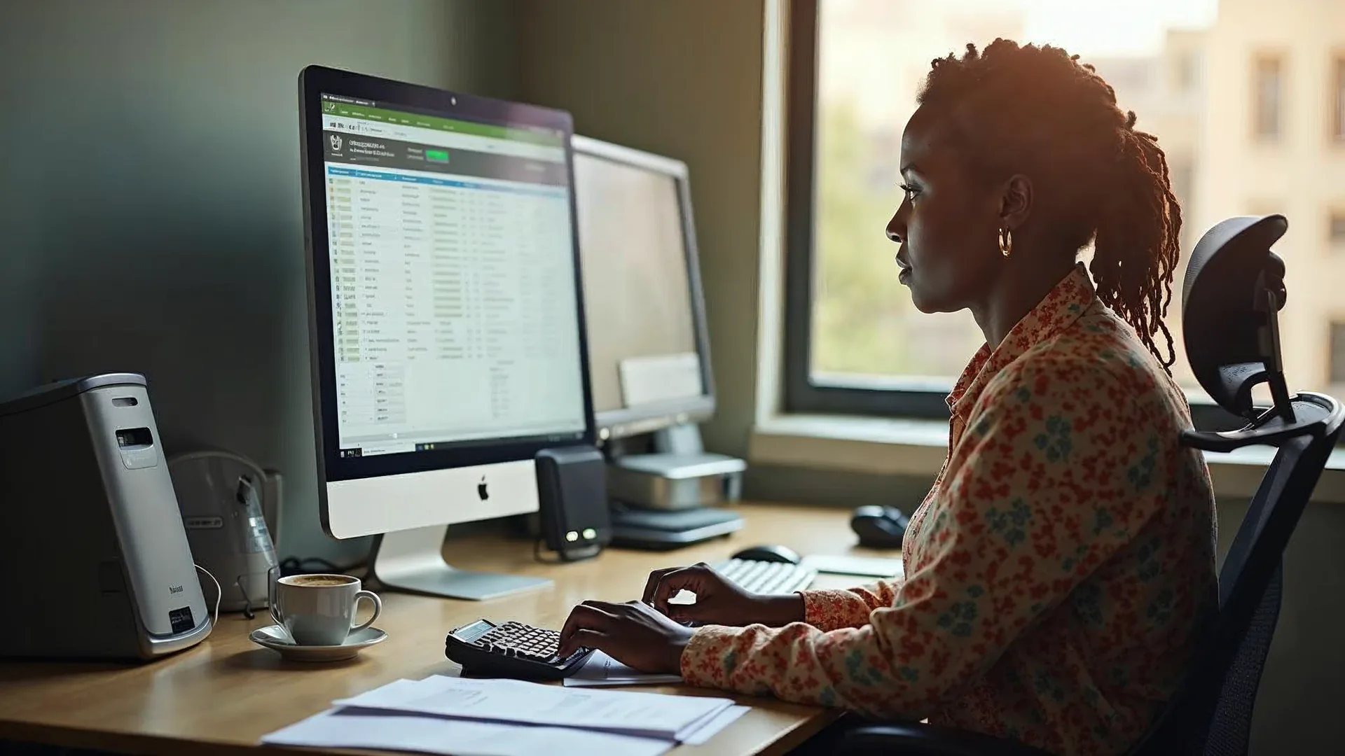 Gestion de la paie dans un cabinet comptable de Dakar : bulletins de salaire et tableur sur l'ordinateur