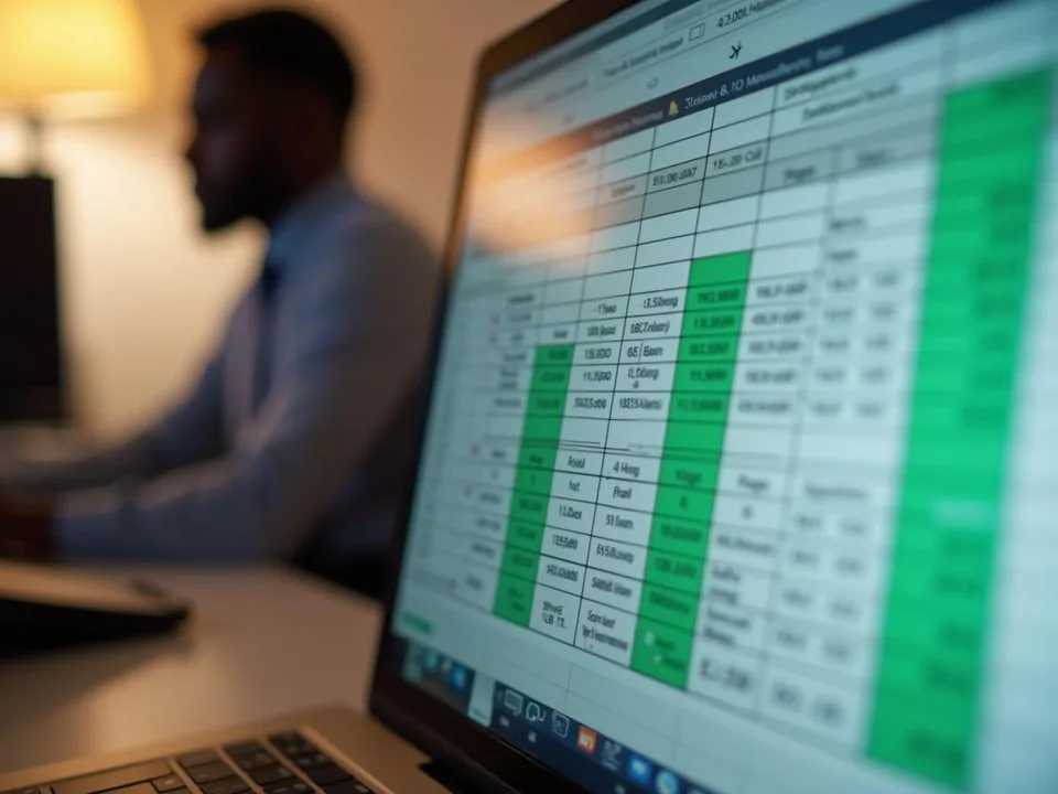 Saisie des écritures dans un tableur comptable lors d'une mission de tenue à Dakar